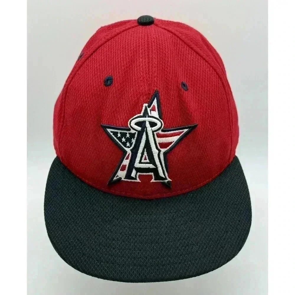 New Era 59Fifty Anaheim Angels MLB Men’s Size 7 1/2 Fitted Hat Red & Black